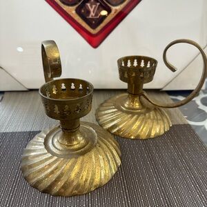 Chamber Candle holder Large Brass Holiday Vintage
